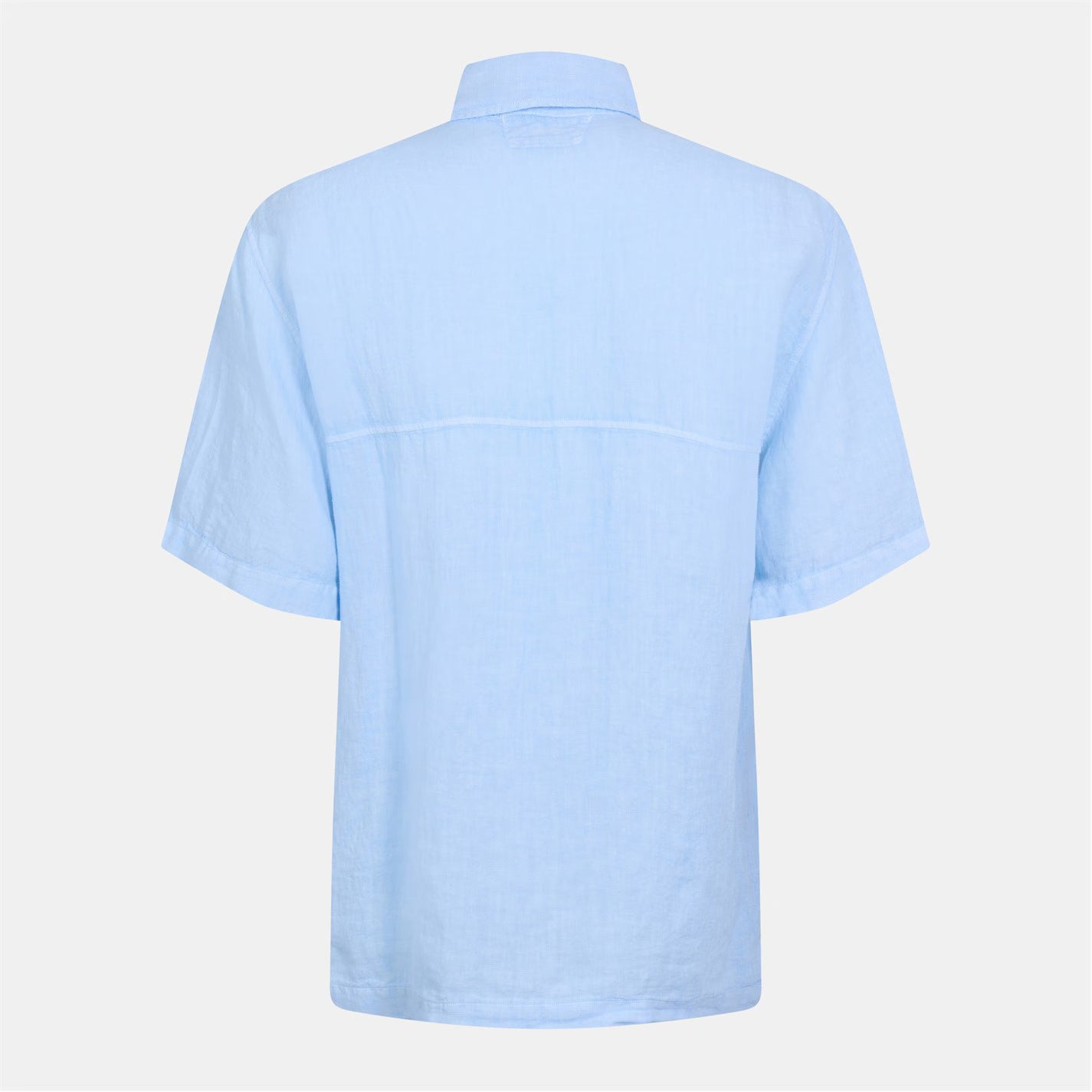 C.P. COMPANY BOXY FIT SHORT SLEEVE COTTON SHIRT CERULEAN BLUE L RRP £235 BNWT