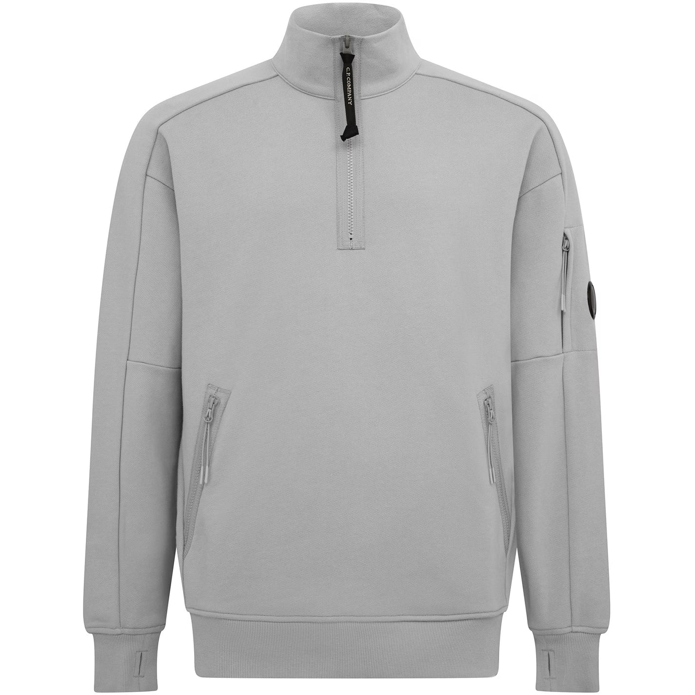 C.P. COMPANY QUARTER ZIP LENS COTTON FLEECE SWEATSHIRT GREY MARL 2XL RRP £285 BNWT