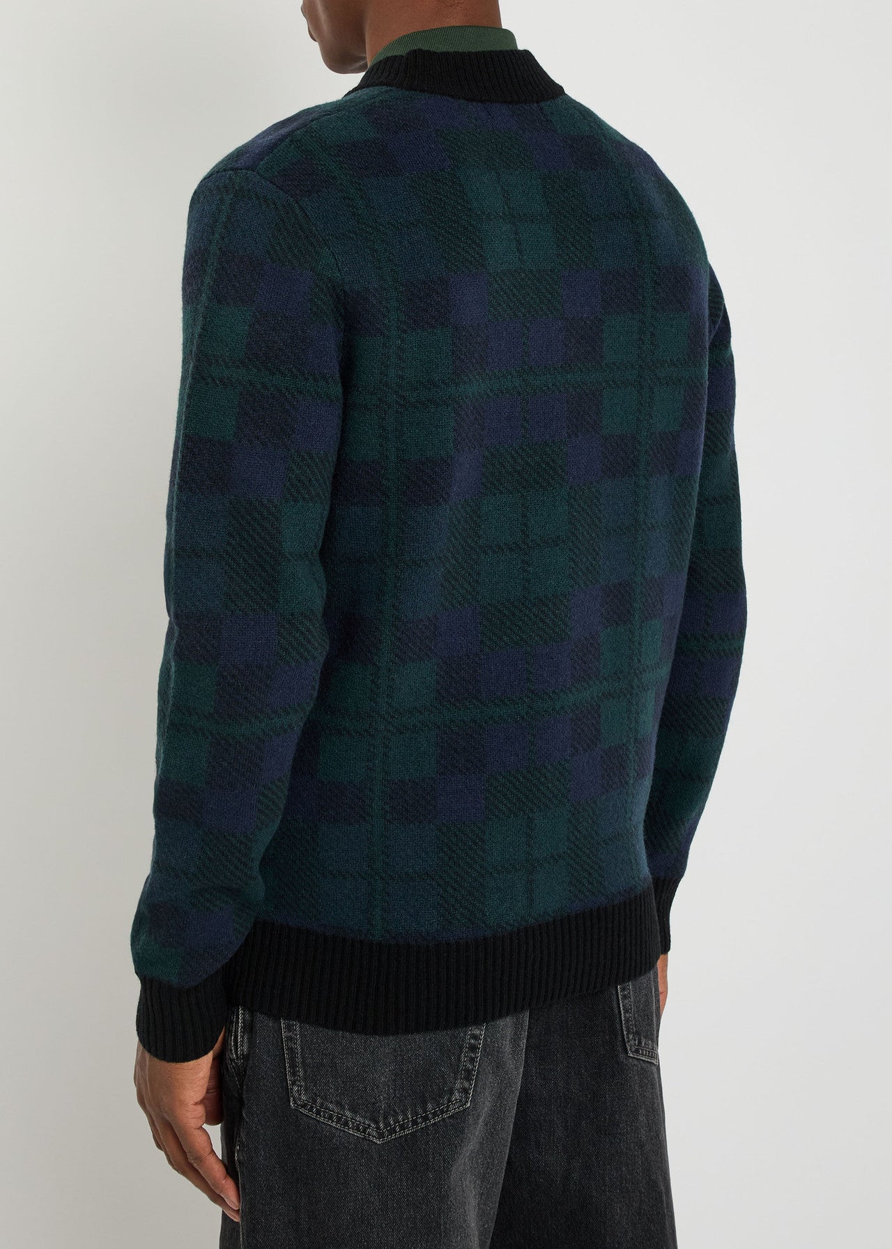 FRED PERRY BLACKWATCH TARTAN V NECK WOOL BLEND JUMPER MEDIUM RRP £150 BNWT