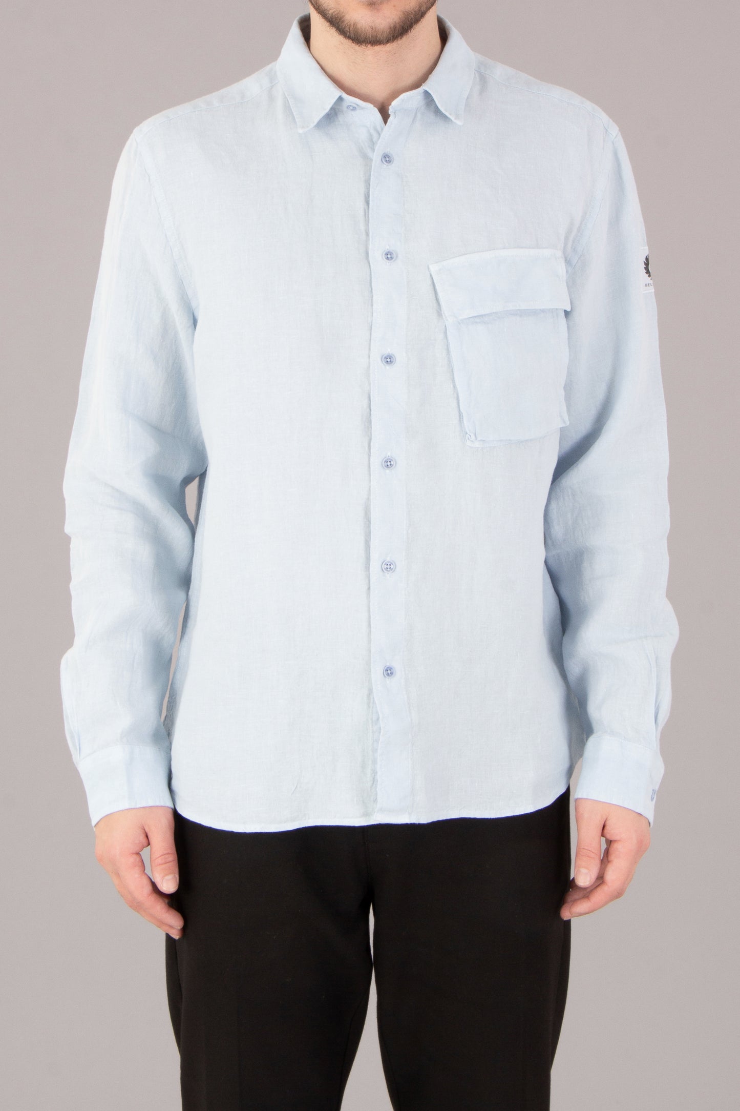BELSTAFF SCALE LINEN LONG SLEEVE SHIRT SKY BLUE 3XL RRP £175 BNWT