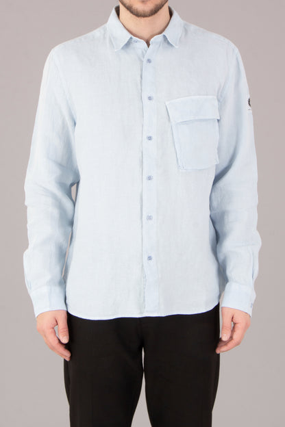 BELSTAFF SCALE LINEN LONG SLEEVE SHIRT SKY BLUE 3XL RRP £175 BNWT