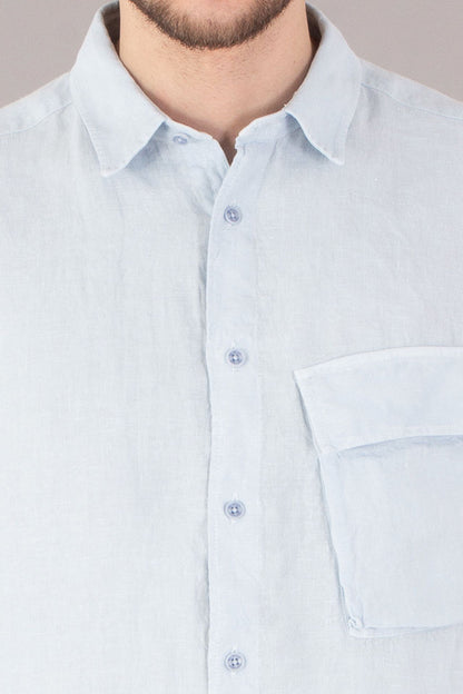 BELSTAFF SCALE LINEN LONG SLEEVE SHIRT SKY BLUE 3XL RRP £175 BNWT