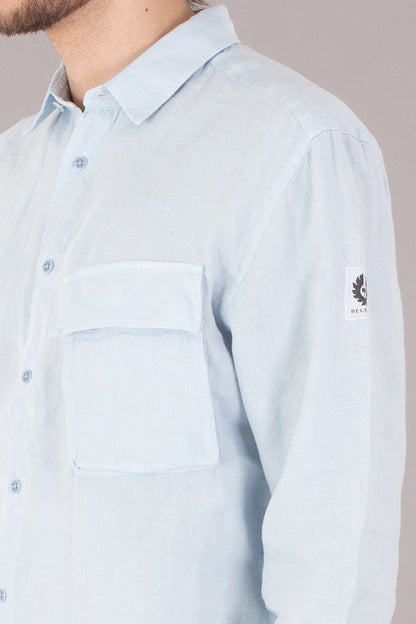 BELSTAFF SCALE LINEN LONG SLEEVE SHIRT SKY BLUE 3XL RRP £175 BNWT