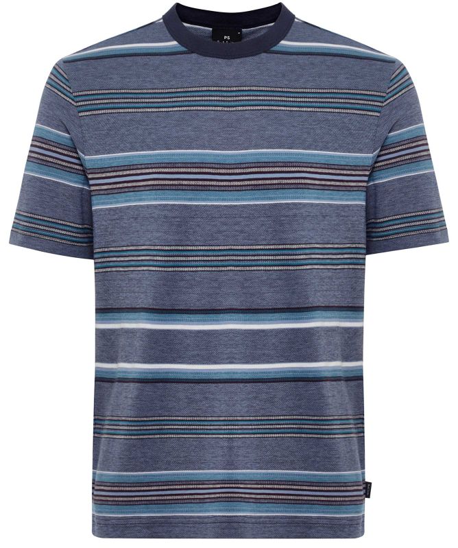 PAUL SMITH PS MULTI COLOUR STRIPE HEAVY COTTON T-SHIRT NAVY 2XL RRP £80 BNWT