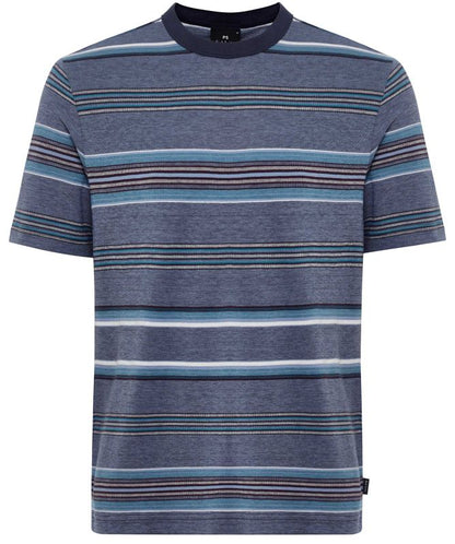 PAUL SMITH PS MULTI COLOUR STRIPE HEAVY COTTON T-SHIRT NAVY 2XL RRP £80 BNWT