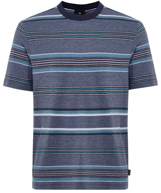 PAUL SMITH PS MULTI COLOUR STRIPE HEAVY COTTON T-SHIRT NAVY 2XL RRP £80 BNWT