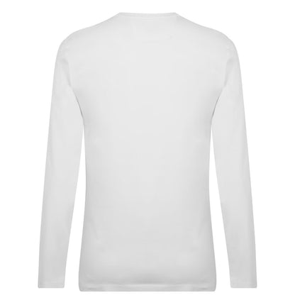 C.P. COMPANY LONG SLEEVE BOX LOGO COTTON T-SHIRT WHITE/BEIGE L RRP £120 BNWT