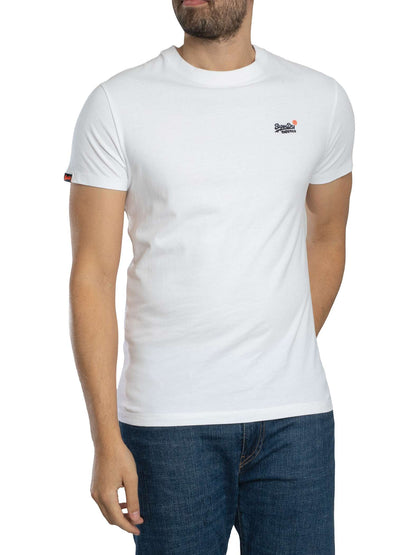 SUPERDRY ESSENTIAL CONTRAST EMBLEM T-SHIRT OPTIC WHITE SLIM FIT L BNWT