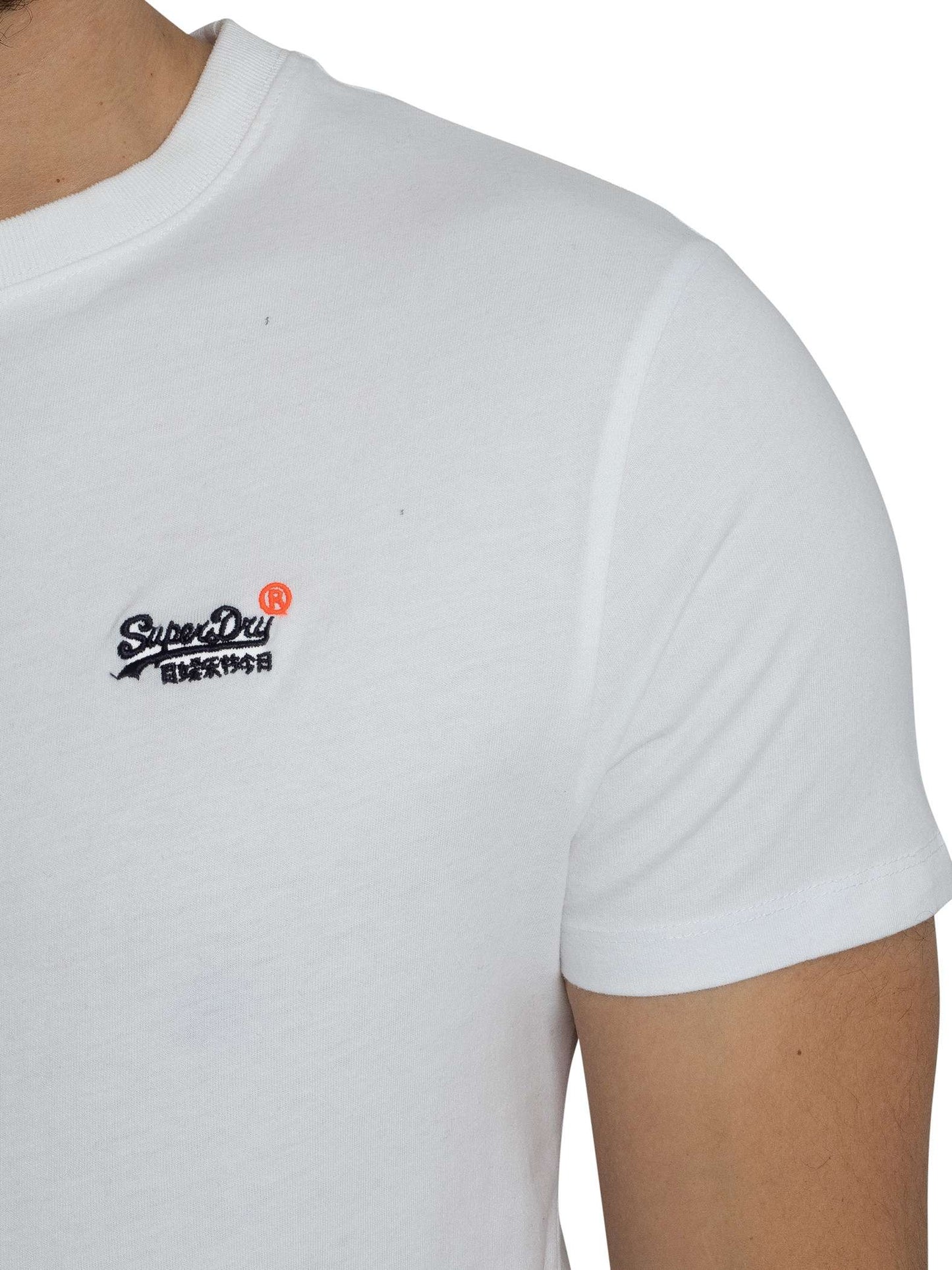 SUPERDRY ESSENTIAL CONTRAST EMBLEM T-SHIRT OPTIC WHITE SLIM FIT L BNWT