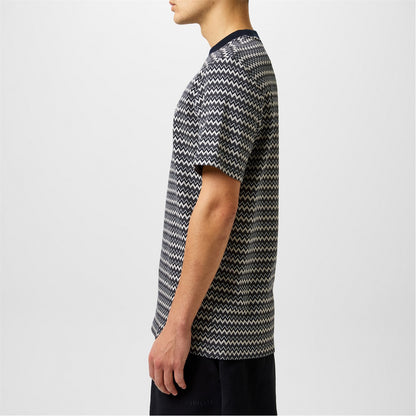 FRED PERRY JACQUARD COTTON T-SHIRT BLACK WHITE NAVY 2XL RRP £75 BNWT