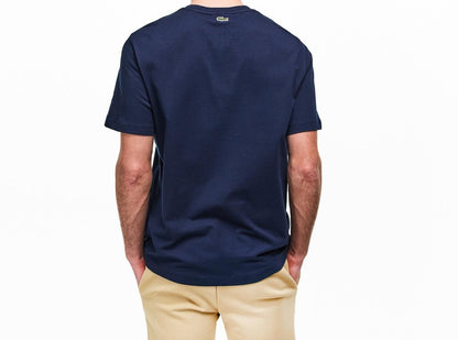 LACOSTE PARIS CREW NECK CROC LOGO COTTON T-SHIRT NAVY BLUE RRP £60 BNWT