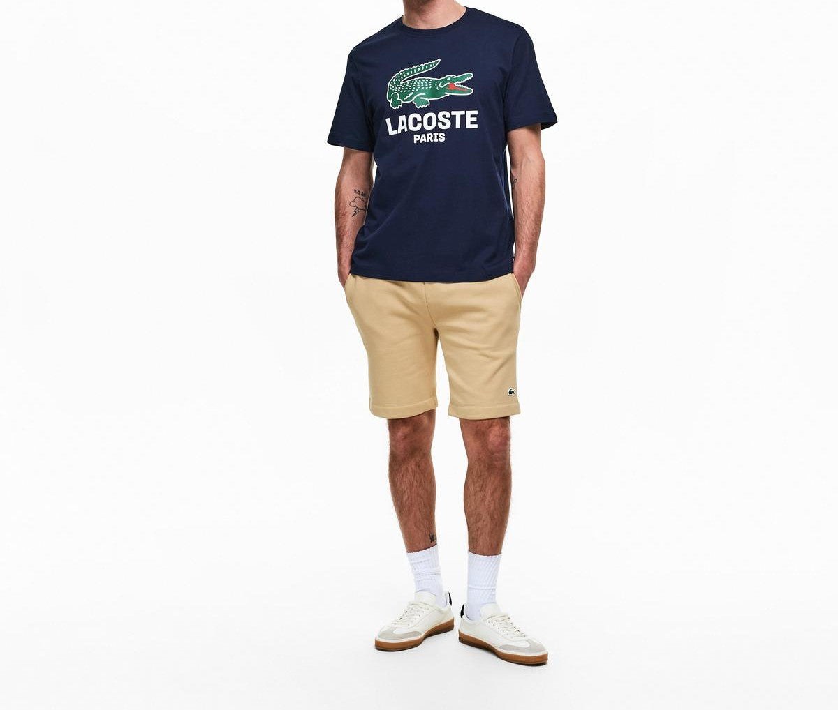 LACOSTE PARIS CREW NECK CROC LOGO COTTON T-SHIRT NAVY BLUE RRP £60 BNWT