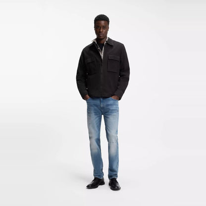 HUGO BY HUGO BOSS ESELIO SEERSUCKER COTTON OVERSHIRT BLACK LARGE RRP £199 BNWT