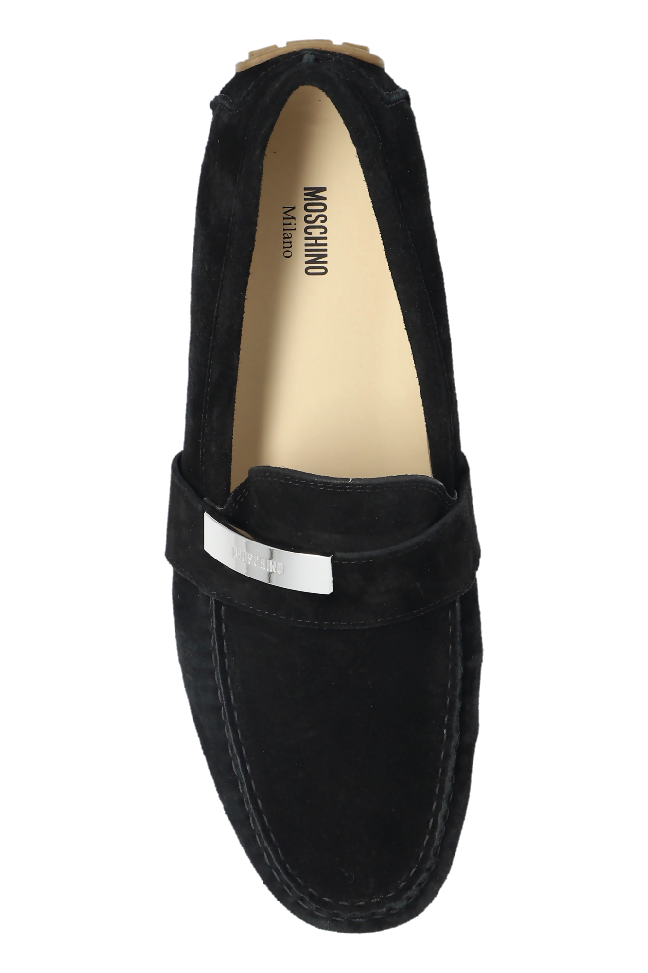 MOSCHINO COUTURE SUEDE LEATHER DRIVER MOCCASINS BLACK SIZE UK 10 RRP £455 BNIB