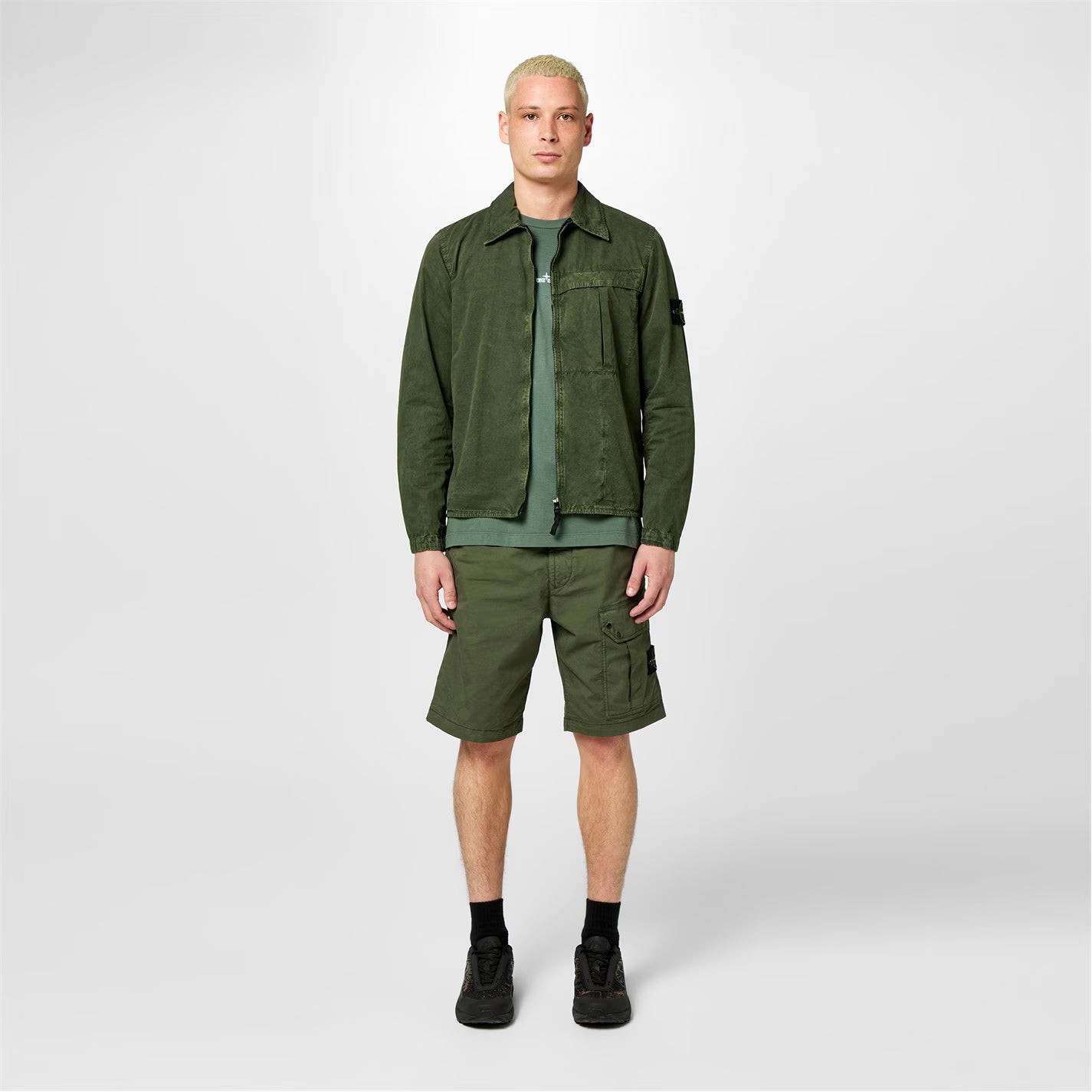 STONE ISLAND WASHED COTTON CANVAS OVERSHIRT MUSCHIO GREEN 2XL RRP £460 BNWT