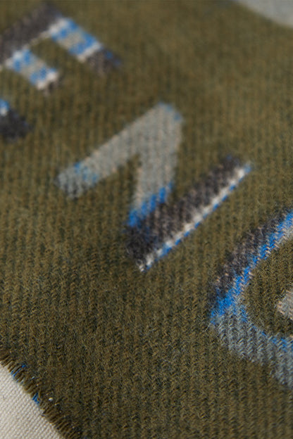 BELSTAFF SIGNATURE CHECK CASHMERE/WOOL BLEND SCARF DARK OLIVE RRP £215 BNWT