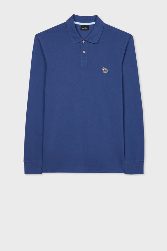 PAUL SMITH PS LONG SLEEVE PIQUE COTTON POLO SHIRT DARK ROYAL BLUE 2XL RRP£90 NEW