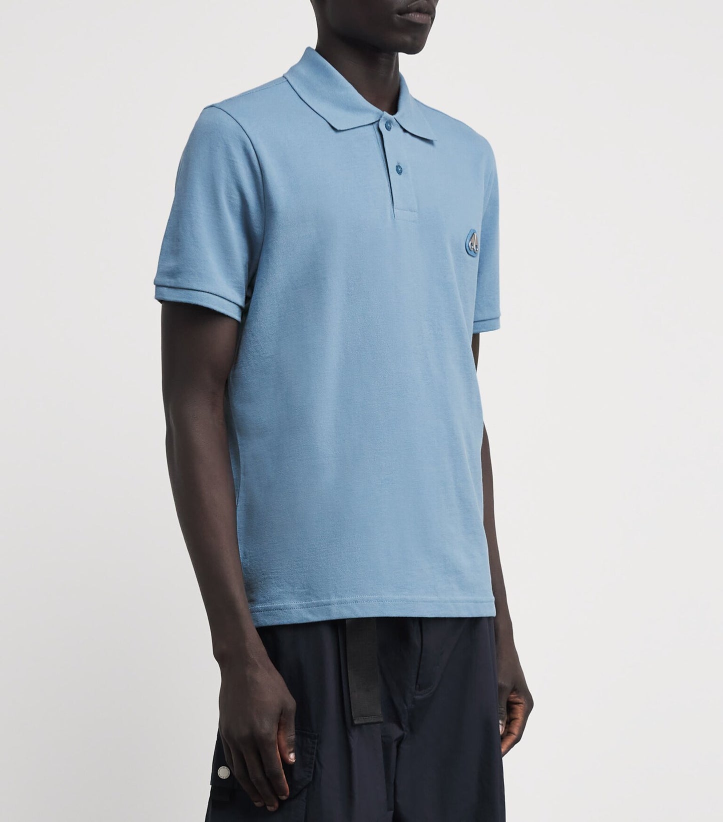 MOOSE KNUCKLES EVERETT PIQUE COTTON POLO SHIRT SEA BLUE M RRP £130 BNWT