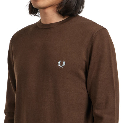 FRED PERRY CLASSIC CREW NECK MERINO WOOL JUMPER BURNT TOBACCO XL RRP £130 BNWT