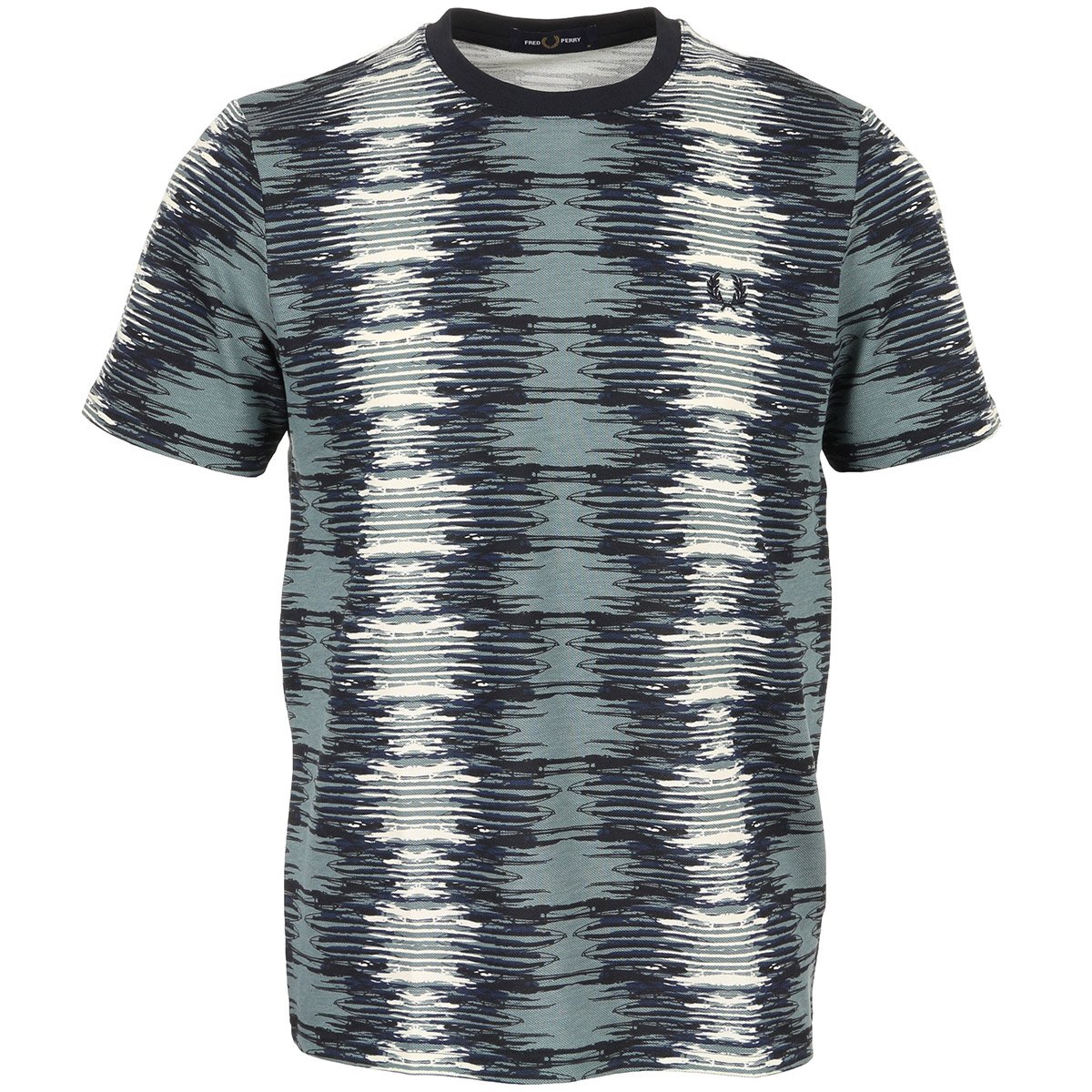 FRED PERRY SOUNDWAVE GLITCH PIQUE COTTON T-SHIRT STOCKPORT BLUE 2XL RRP £80 BNWT