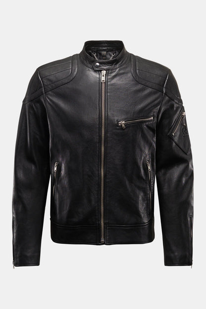 BELSTAFF T RACER CHEVIOT LEATHER BIKER JACKET BLACK RRP £850 BNWT