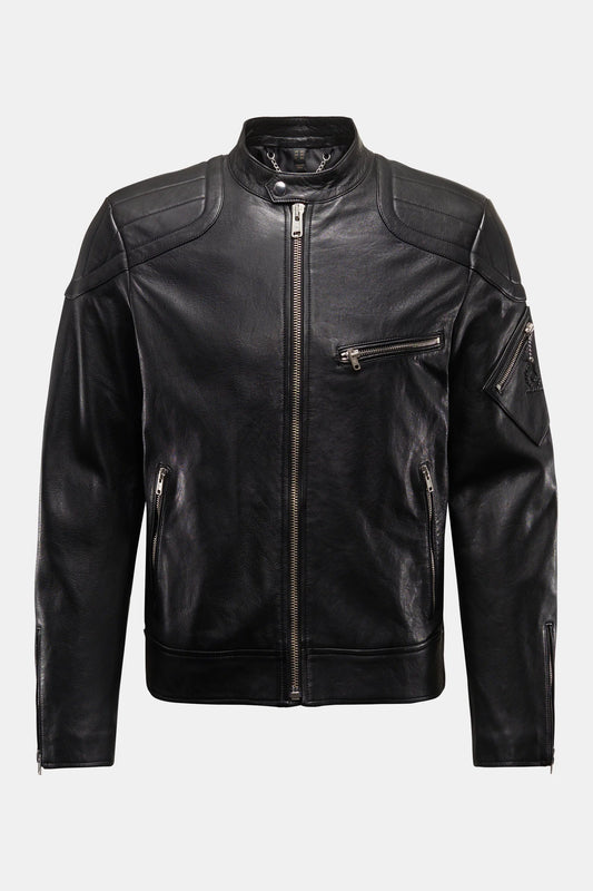 BELSTAFF T RACER CHEVIOT LEATHER BIKER JACKET BLACK RRP £850 BNWT