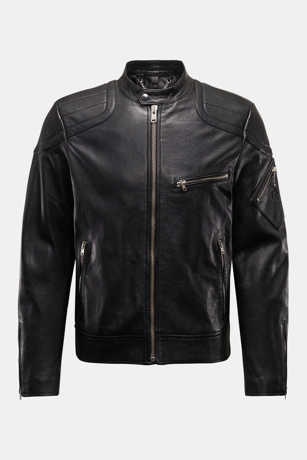 BELSTAFF T RACER CHEVIOT LEATHER BIKER JACKET BLACK RRP £850 BNWT