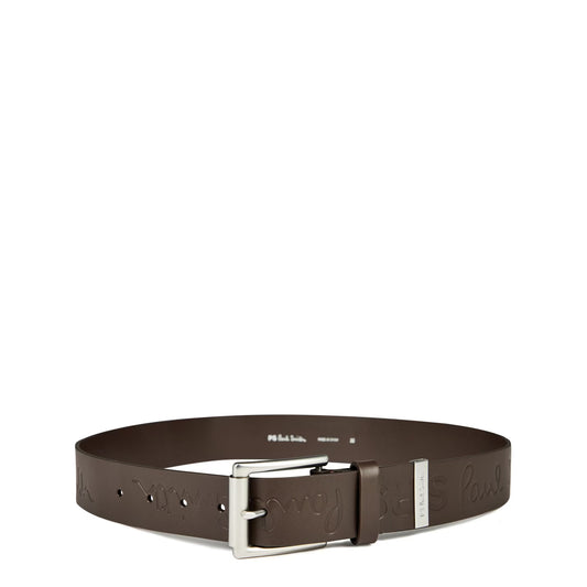 PAUL SMITH EMBOSSED LEATHER BELT SIZE 90 (32-34 WAIST) BROWN RRP £75 BNWT