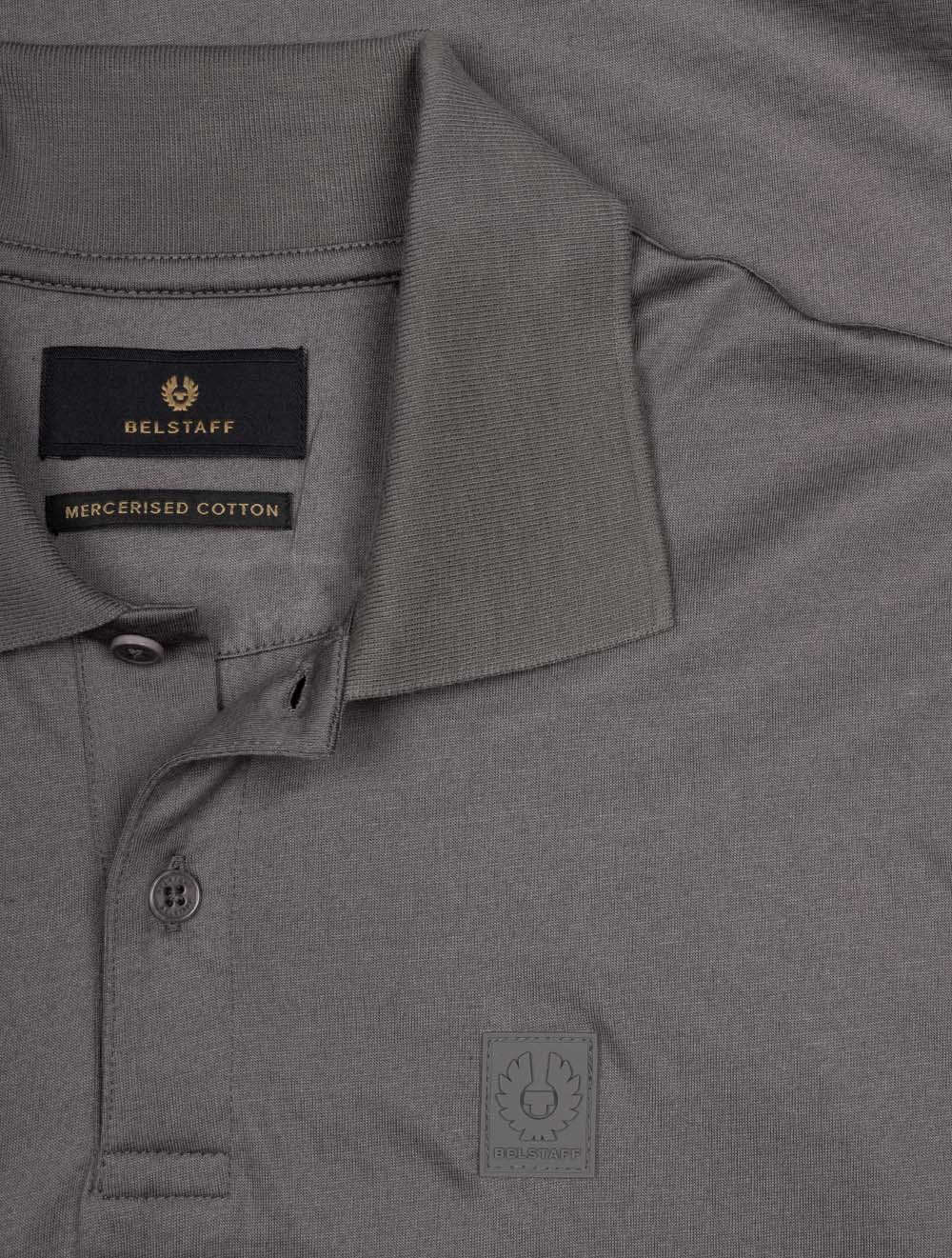 BELSTAFF STEEL MERCERISED COTTON PATCH POLO SHIRT TORNADO GREY RRP £110 BNWT