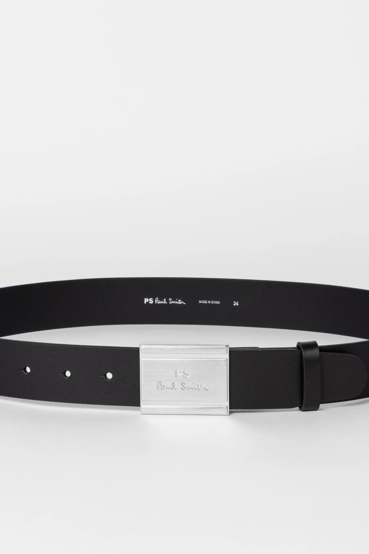 PAUL SMITH PLAQUE LEATHER BELT SIZE 38 WAIST BLACK RRP £80 BNWT