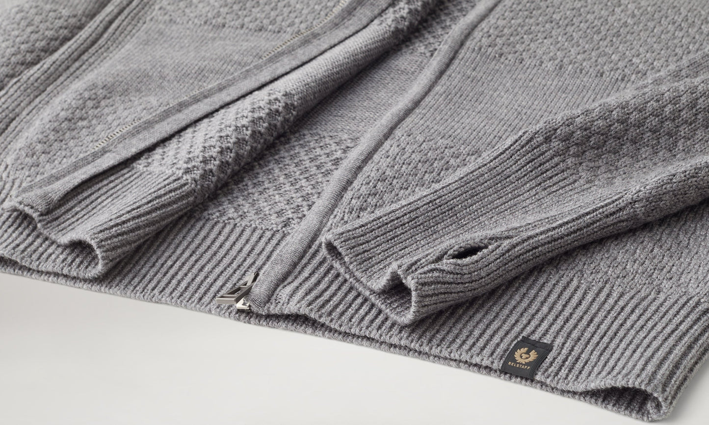 BELSTAFF STERNWAY ZIPPED WOOL CARDIGAN JUMPER GREY XL RRP £275 BNWT