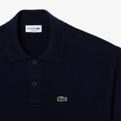 LACOSTE KNITTED COTTON CROC LOGO POLO SHIRT NAVY BLUE (5) LARGE RRP £130 BNWT