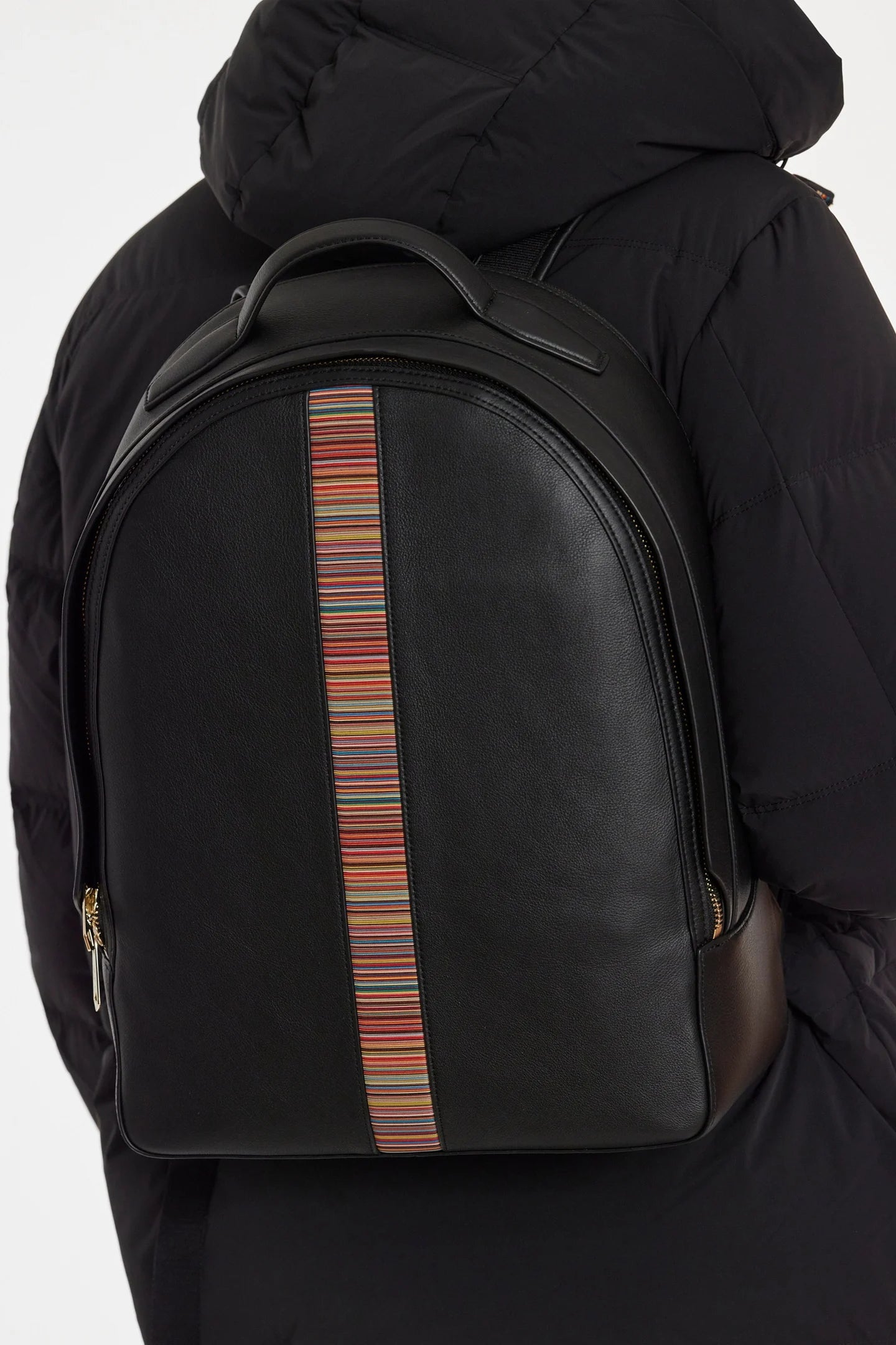 PAUL SMITH MAINLINE CALF LEATHER SIGNATURE STRIPE BACKPACK BLACK RRP £650 BNWT