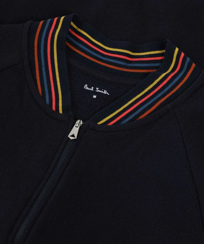 PAUL SMITH ARTIST STRIPE COTTON FULL ZIP BOMBER SWEATSHIRT NAVY 2XL RRP £155 NEW