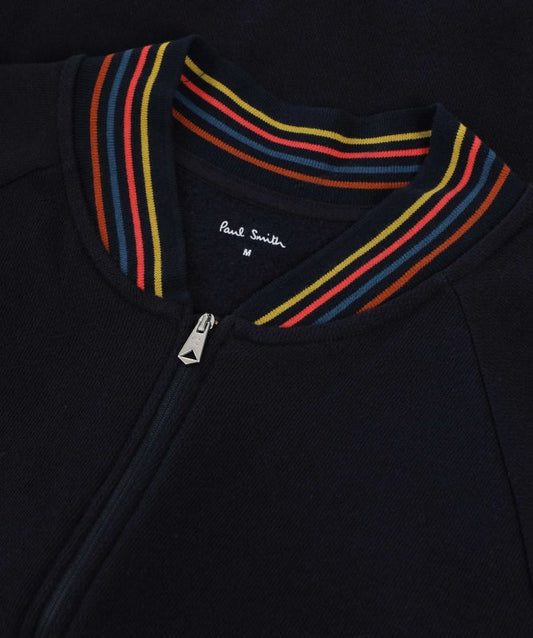 PAUL SMITH ARTIST STRIPE COTTON FULL ZIP BOMBER SWEATSHIRT NAVY 2XL RRP £155 NEW