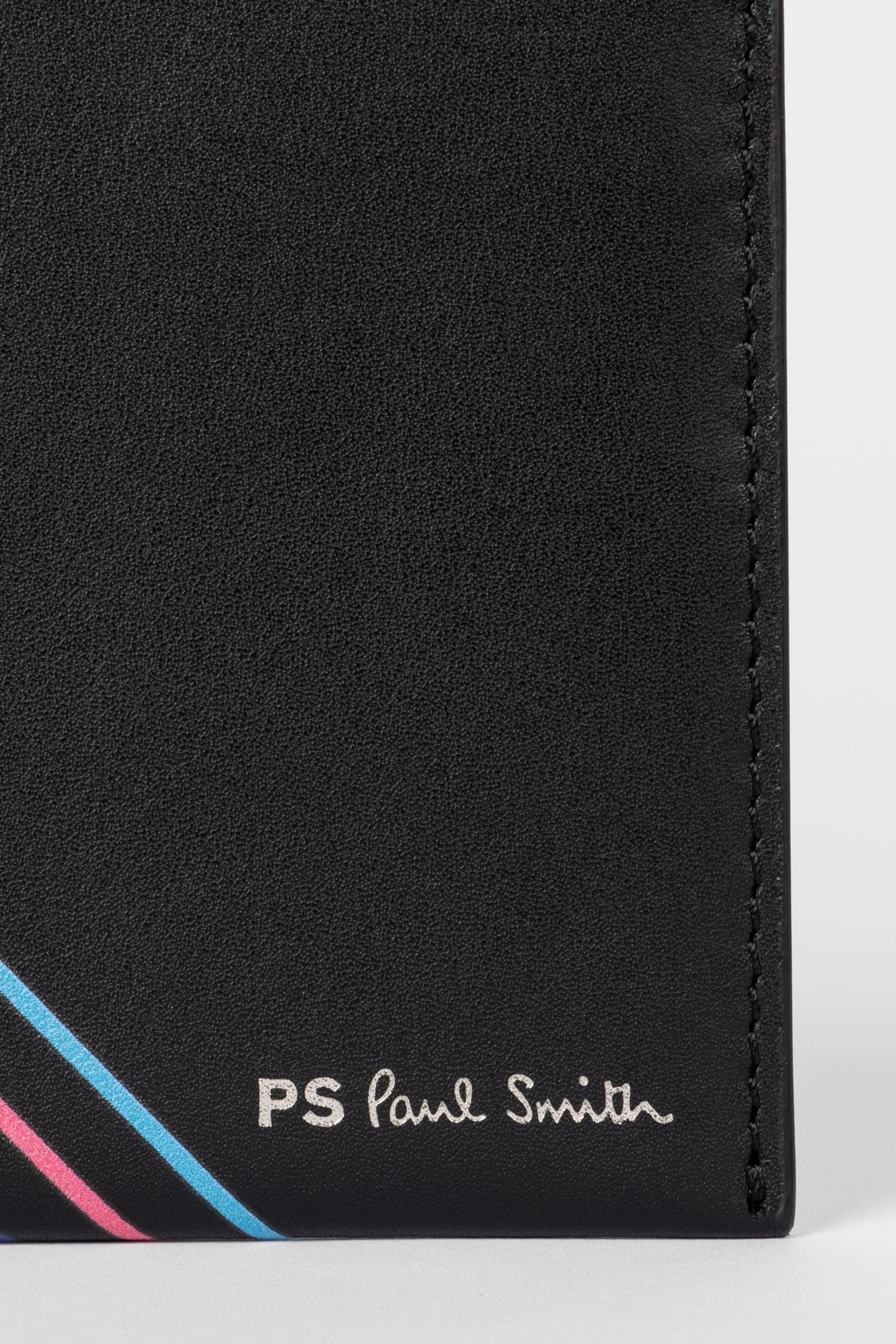 PAUL SMITH PS LEATHER BI-FOLD SPORTS STRIPE WALLET BLACK RRP £130 NEW IN BOX