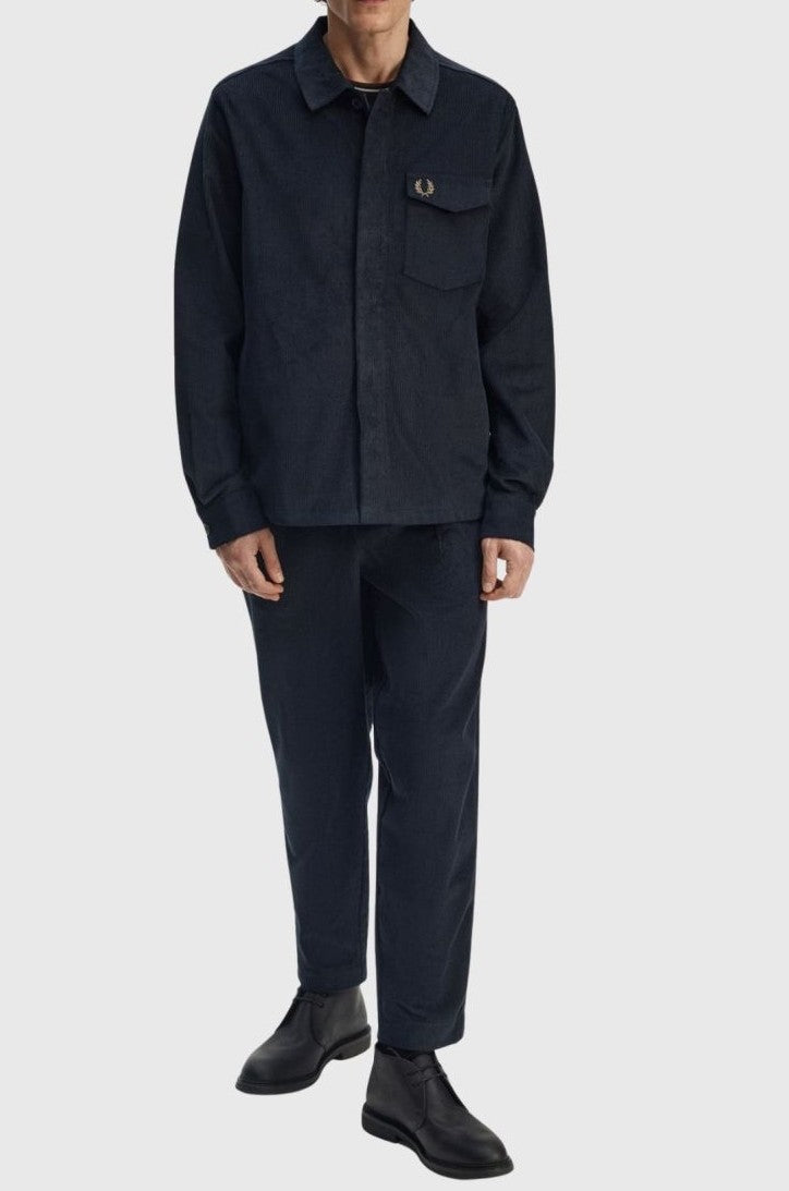 FRED PERRY CORDUROY OVERSHIRT JACKET NAVY BLUE LARGE RRP £160 BNWT