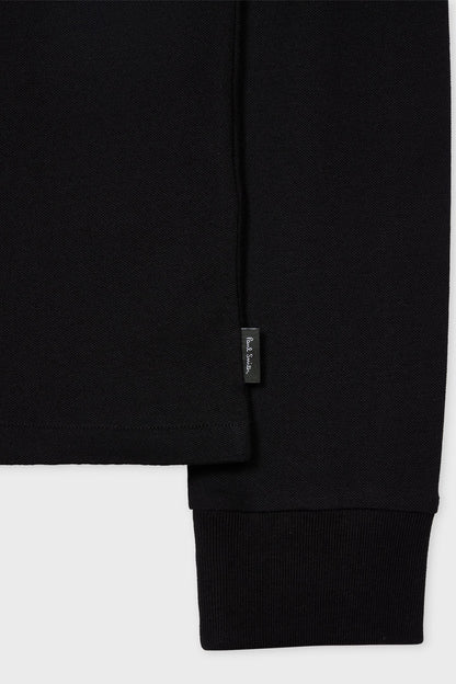 PAUL SMITH PS LONG SLEEVE FULL ZIP COTTON POLO SHIRT BLACK/GREY RRP £115 BNWT