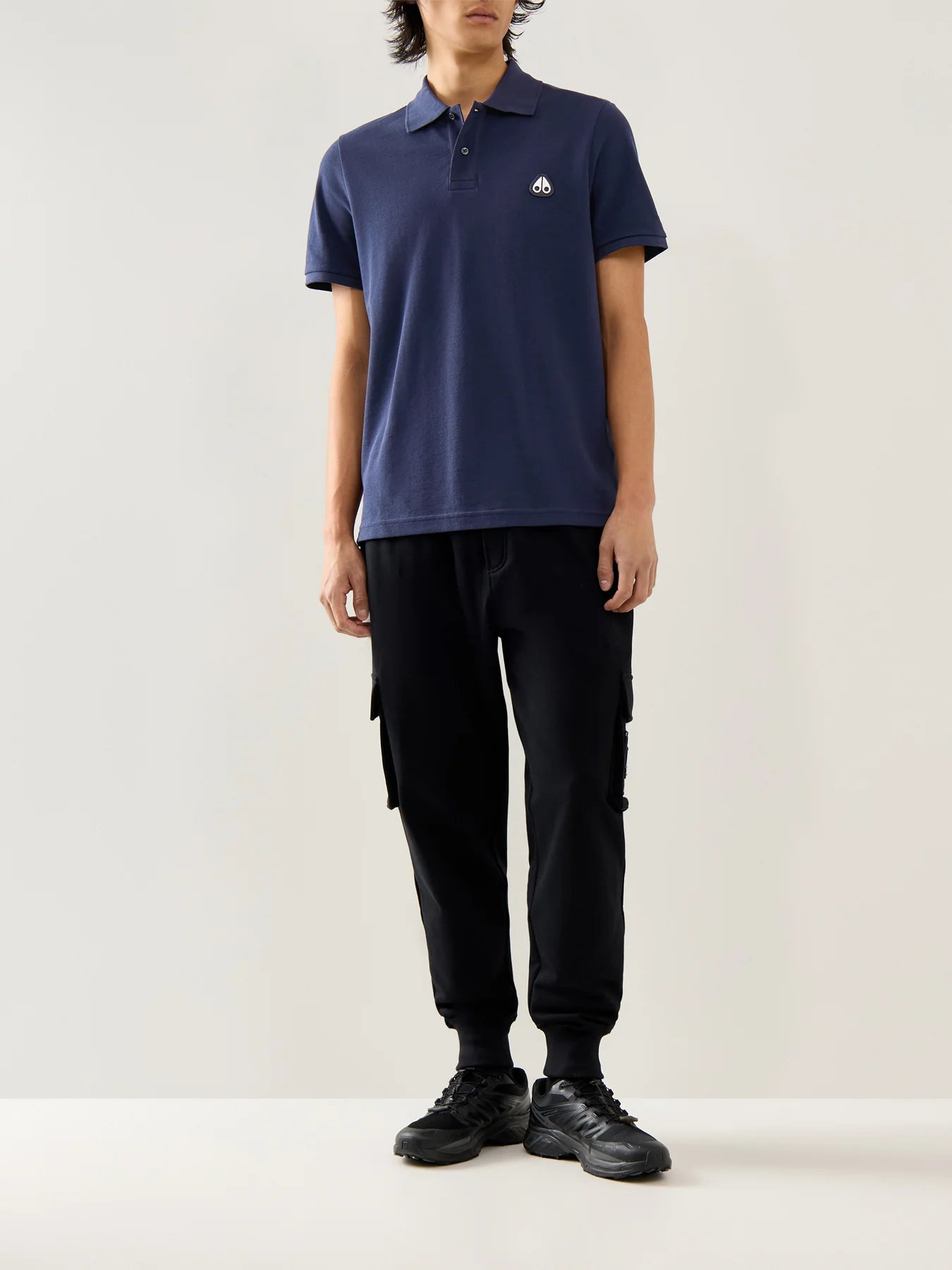 MOOSE KNUCKLES EVERETT PIQUE COTTON POLO SHIRT NAVY BLUE RRP £130 BNWT