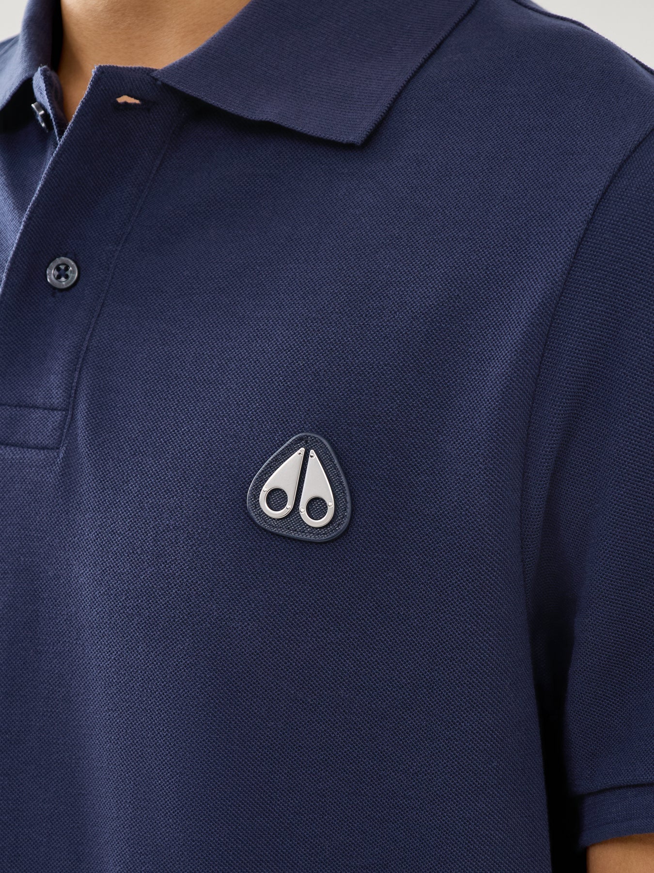 MOOSE KNUCKLES EVERETT PIQUE COTTON POLO SHIRT NAVY BLUE RRP £130 BNWT