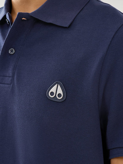 MOOSE KNUCKLES EVERETT PIQUE COTTON POLO SHIRT NAVY BLUE RRP £130 BNWT