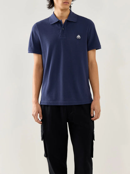 MOOSE KNUCKLES EVERETT PIQUE COTTON POLO SHIRT NAVY BLUE RRP £130 BNWT