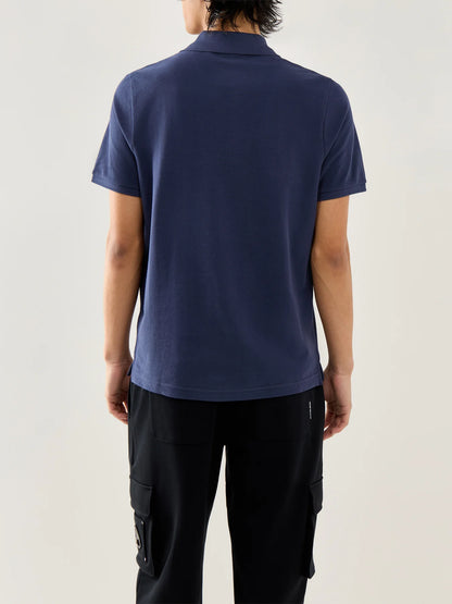 MOOSE KNUCKLES EVERETT PIQUE COTTON POLO SHIRT NAVY BLUE RRP £130 BNWT