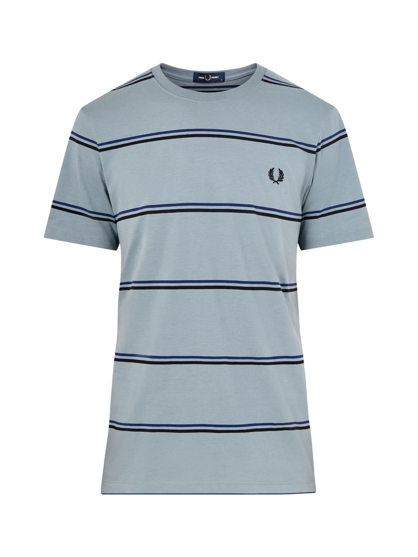 FRED PERRY FINE STRIPE T-SHIRT STOCKPORT BLUE/BLACK/NAVY LARGE RRP £55 BNWT