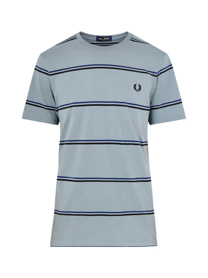 FRED PERRY FINE STRIPE T-SHIRT STOCKPORT BLUE/BLACK/NAVY LARGE RRP £55 BNWT