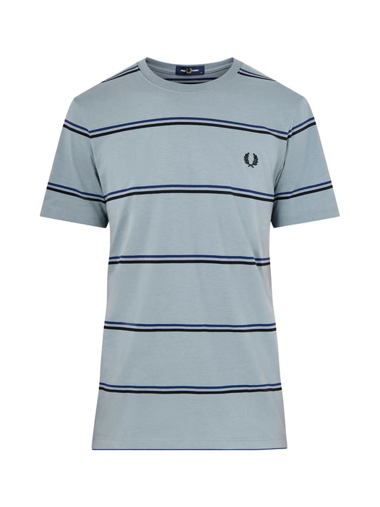 FRED PERRY FINE STRIPE T-SHIRT STOCKPORT BLUE/BLACK/NAVY LARGE RRP £55 BNWT