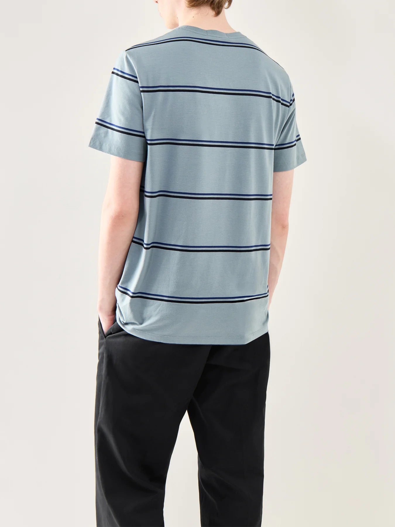 FRED PERRY FINE STRIPE T-SHIRT STOCKPORT BLUE/BLACK/NAVY LARGE RRP £55 BNWT