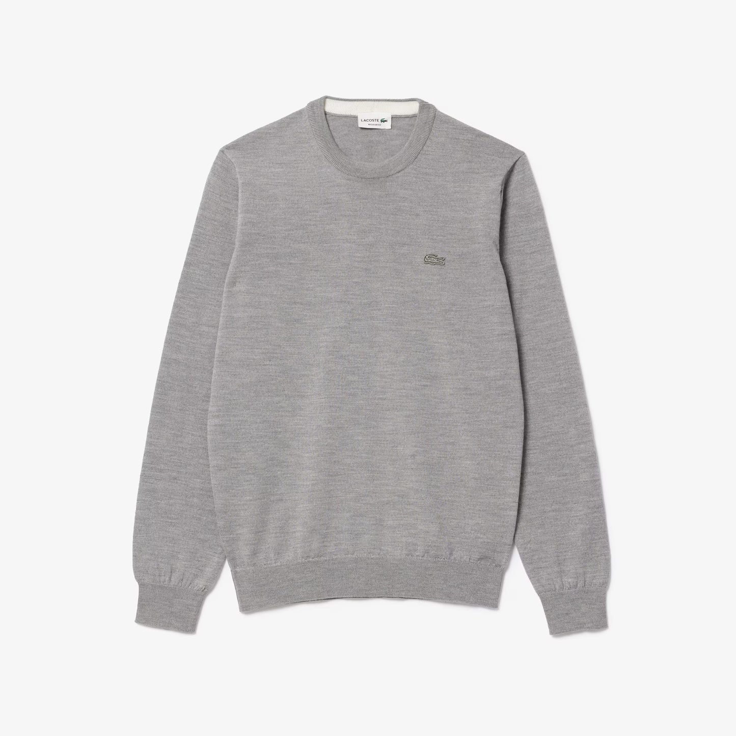 LACOSTE MERINO WOOL TONAL CROC LOGO CREW NECK JUMPER GREY 2XL RRP £140 BNWT