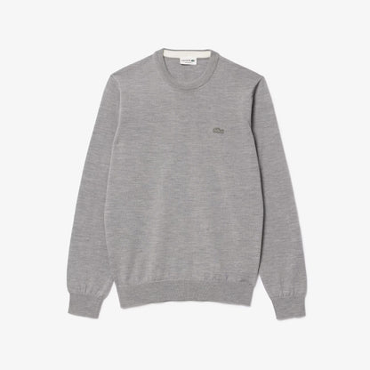 LACOSTE MERINO WOOL TONAL CROC LOGO CREW NECK JUMPER GREY 2XL RRP £140 BNWT