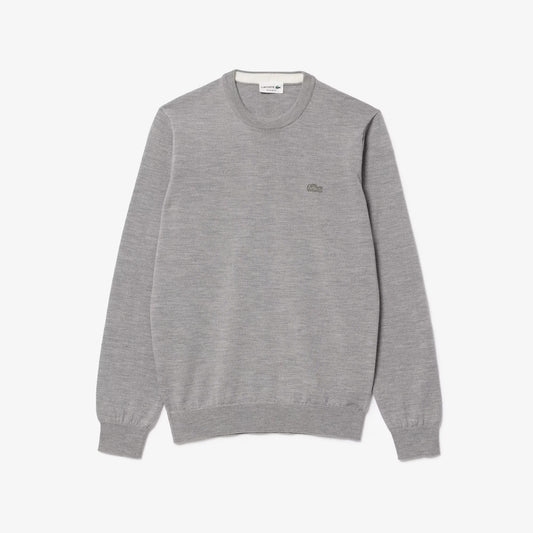 LACOSTE MERINO WOOL TONAL CROC LOGO CREW NECK JUMPER GREY 2XL RRP £140 BNWT